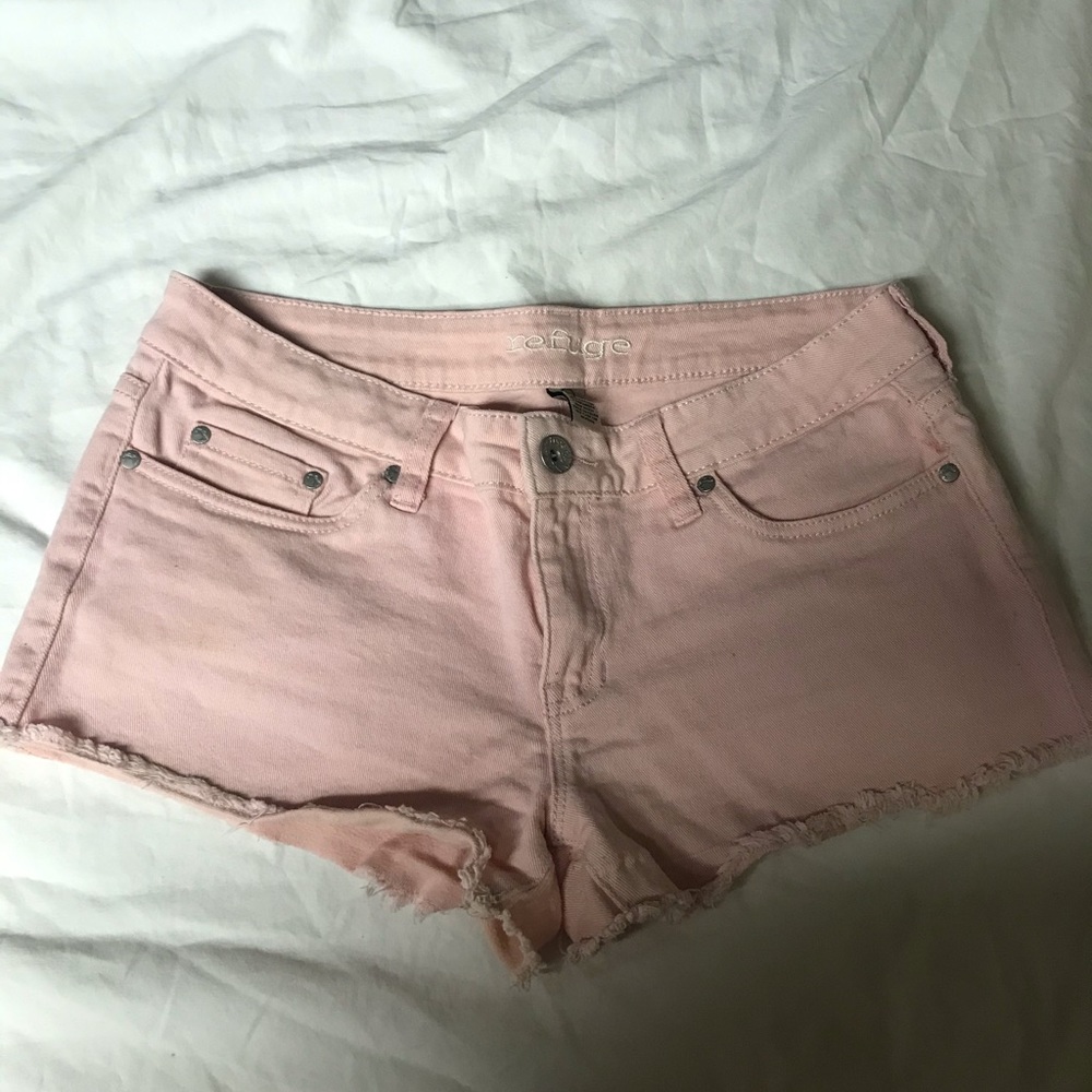 Light pink denim shorts